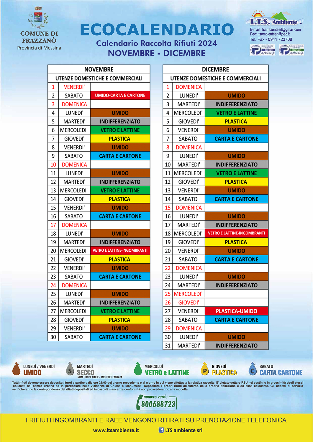 Calendario rifiuti 2024