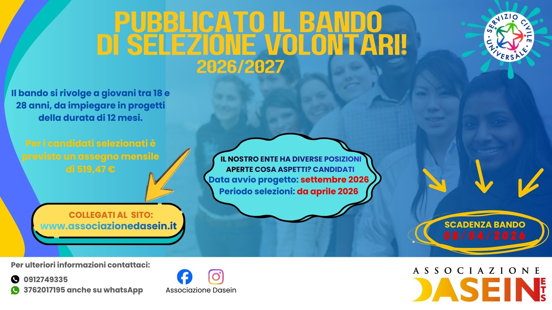Pubblicato il bando di selezione di volontari! 2026/2027